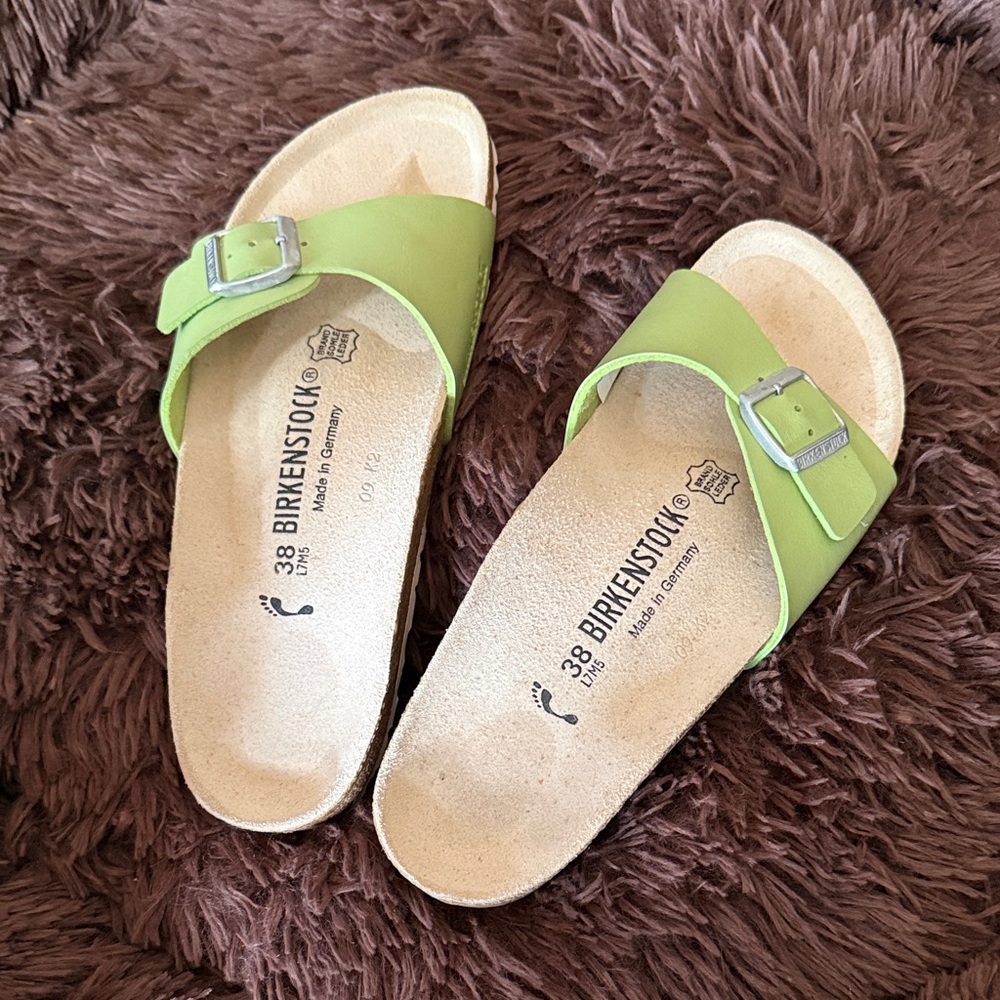 Birkenstock Lime Green Single Strap Sandals